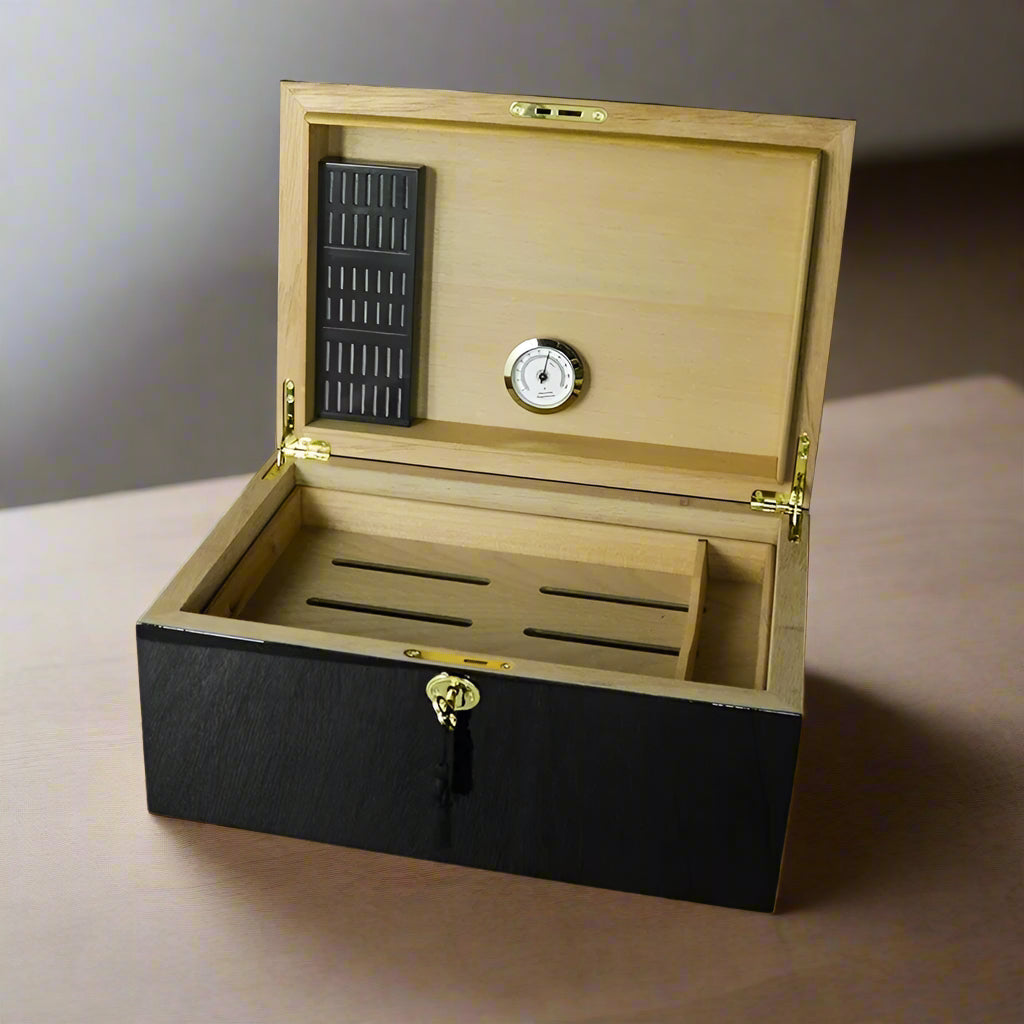 Portable Hygrometer Cedar Wood Cigar Humidor Box