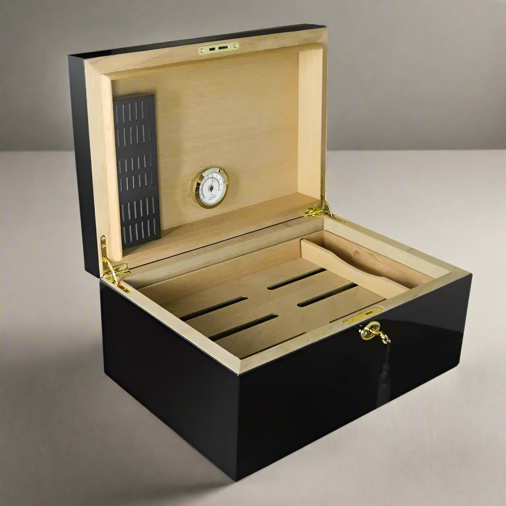 Portable Hygrometer Cedar Wood Cigar Humidor Box