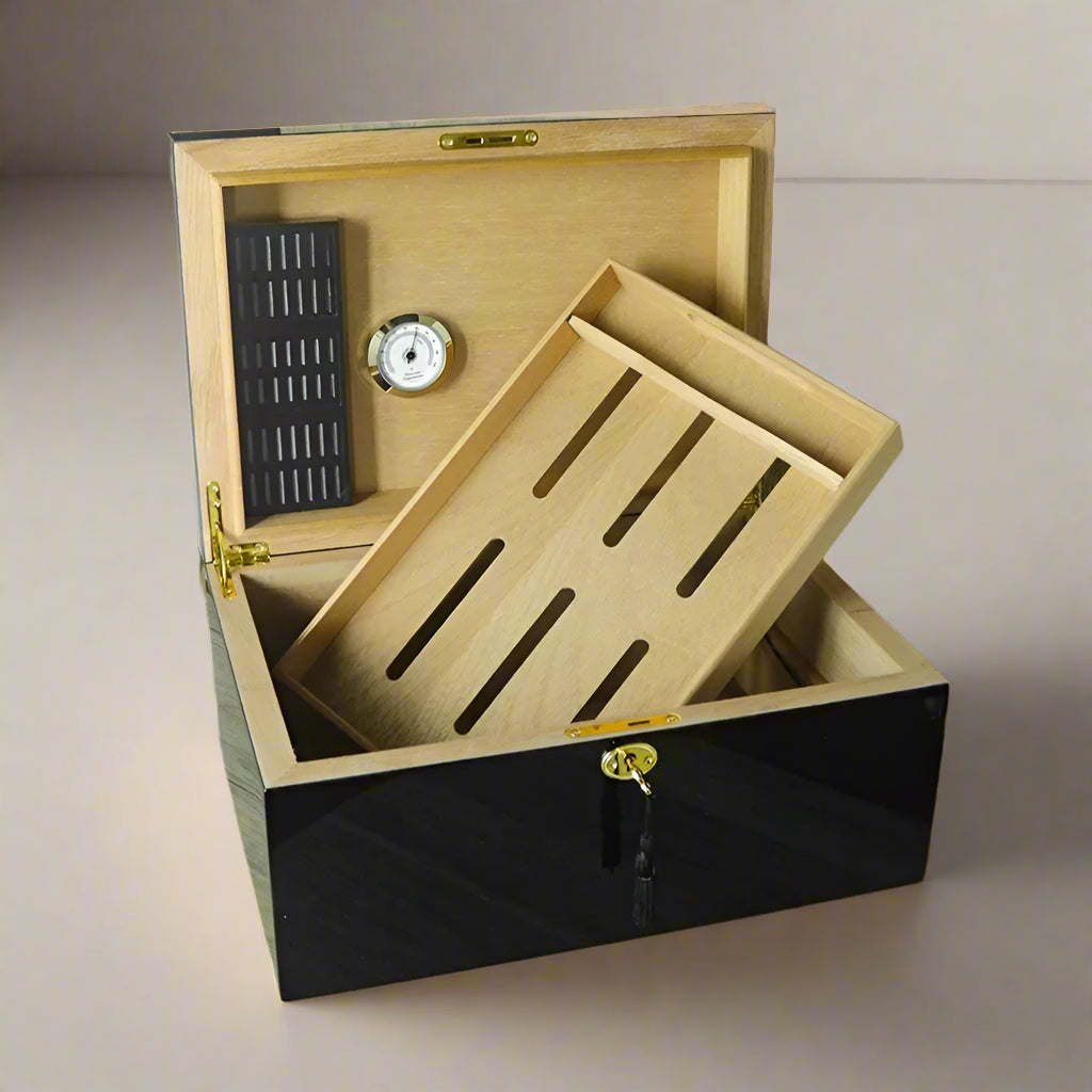Portable Hygrometer Cedar Wood Cigar Humidor Box
